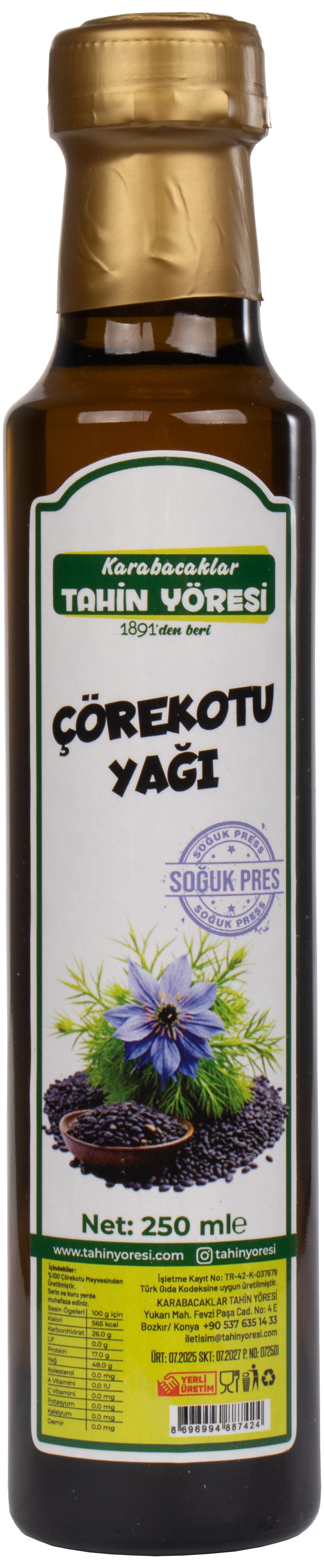 Tahin Yöresi Çörekotu Yağı Net 250 ml