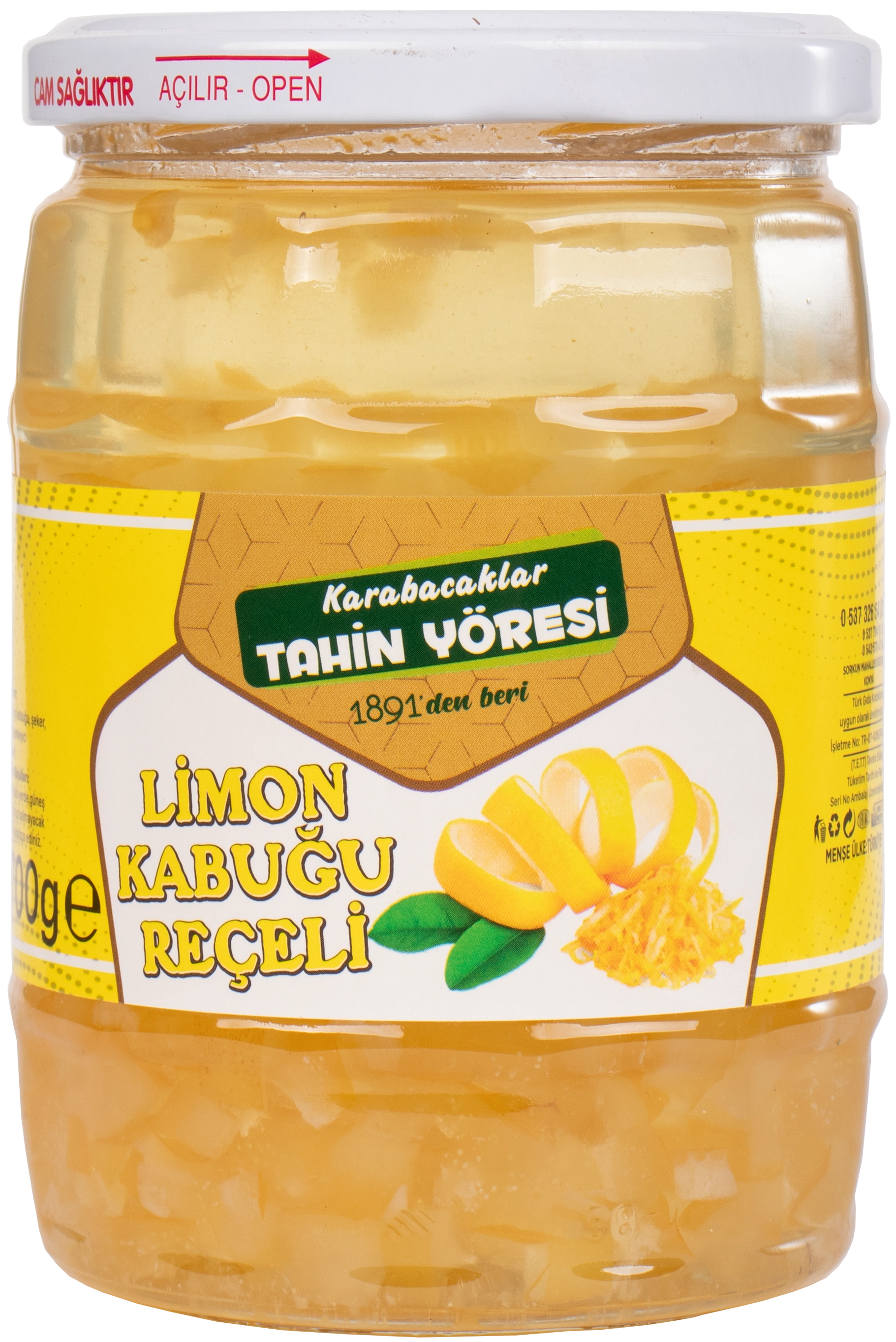 Tahin Yöresi Limon Kabuğu Reçeli Net 700 Gr