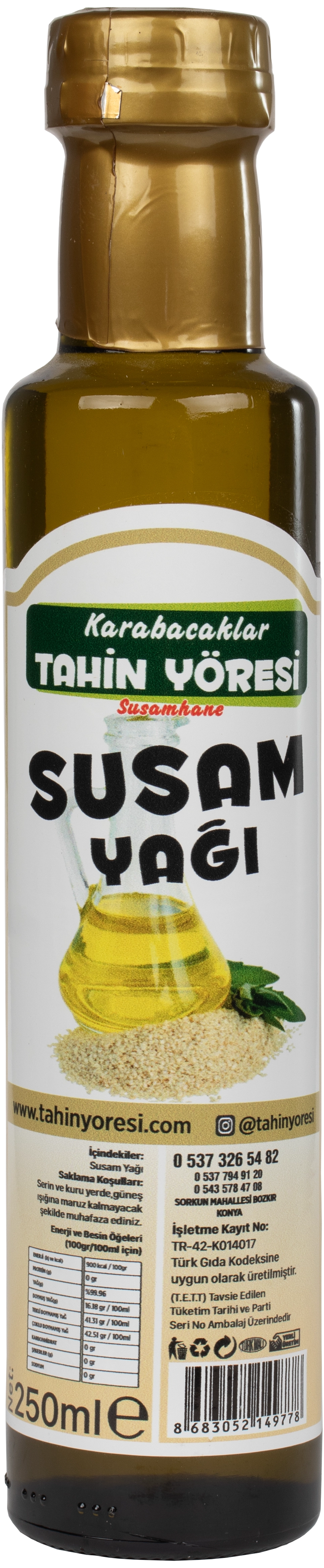 Tahin Yöresi Susam Yağı Net 250 ml